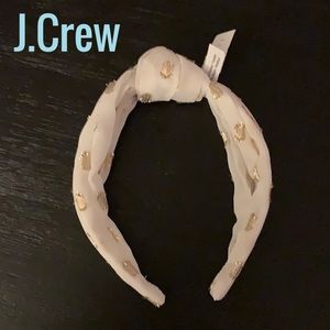 J.Crew turban knot headband in gold metallic dot
